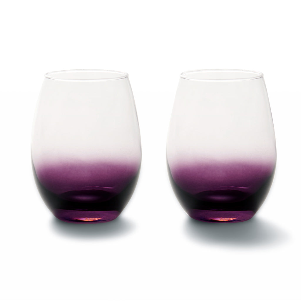 Talianna Ombre Stemless Glasses, Plum, Set of 2