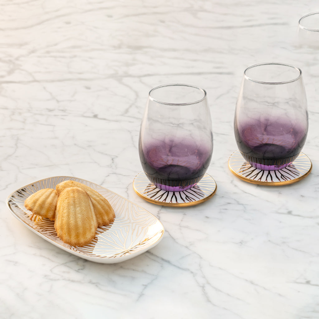 Talianna Ombre Stemless Glasses, Plum, Set of 2